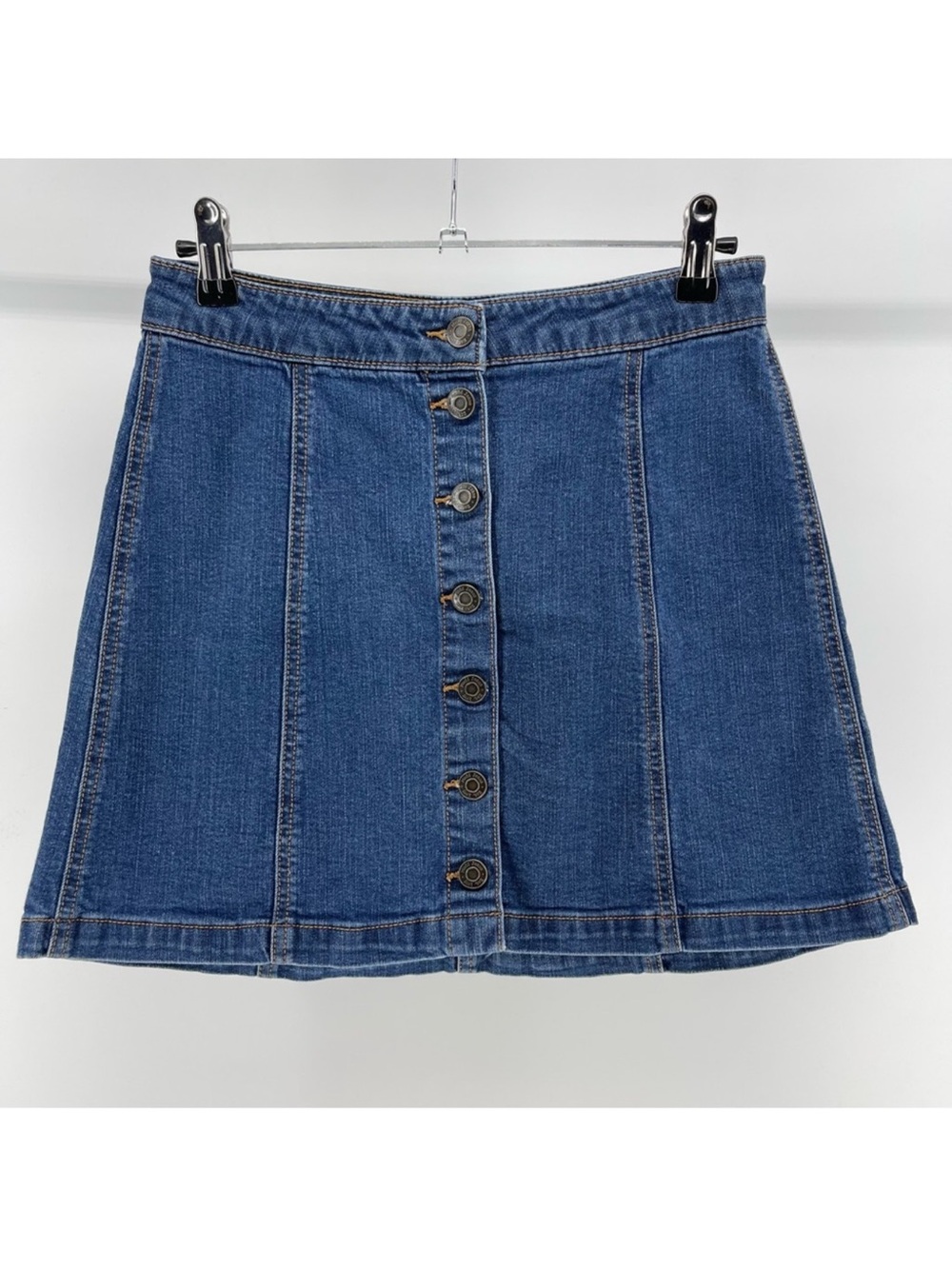 Mudd Button-Down Denim Mini Skirt, Dark Wash, 26” Waist